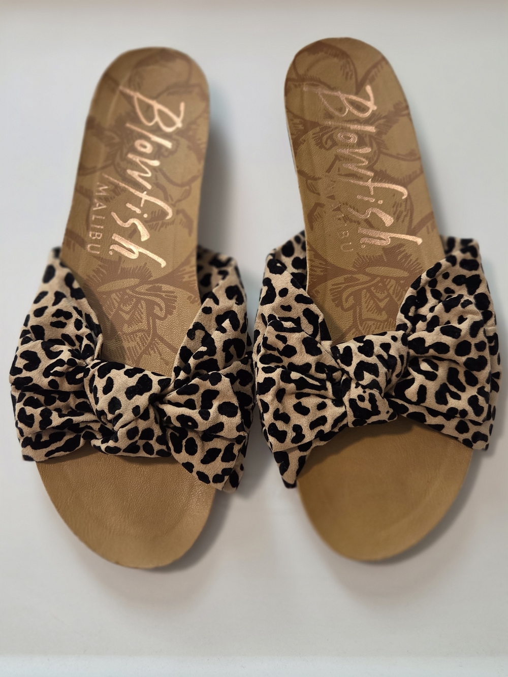 Blowfish Malibu Women's Leopard Bow Slide Sandals - Tan/Black